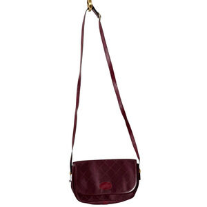 Lanvin Paris Crossbody Shoulder Bag Purse Monogram Jacquard Flap Burgundy